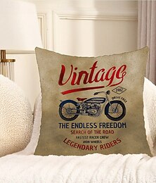 abordables -Housse de coussin décorative vintage en forme de moto, 1 pièce, taie d'oreiller carrée douce pour chambre à coucher, salon, canapé, chaise