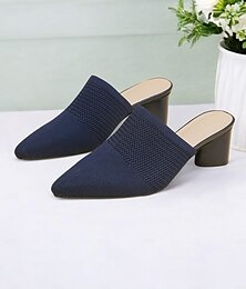 preiswerte -Damen Pantoletten aus Strick mit spitzer Spitze und Blockabsatz – elegante und bequeme Schuhe fürs Büro und formelle Anlässe