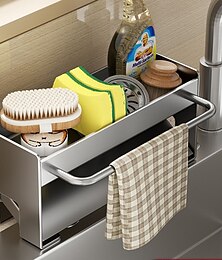 economico -porta spugna per lavandino, scolapiatti da banco, organizer portaoggetti indipendente per spugne, strofinacci e strofinacci in bagno o in cucina