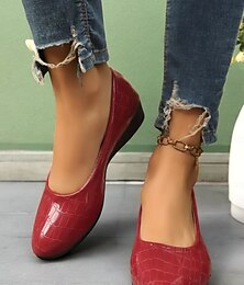 preiswerte -Damen Lackleder-Ballerinas mit Krokoprägung – elegante und bequeme Schuhe fürs Büro und formelle Anlässe