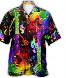 economico -Per uomo Maestri del Consiglio Musica Chitarra Camicia Camicia hawaiana estiva Camicia con Bottoni Maniche Corte Tropicale Moda Streetwear Streetwear Casuale Quotidiano Estate Primavera Collo