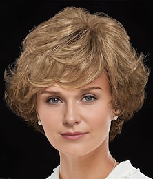 cheap -WhisperLite Wig Luxe Crop-Style Wig with Razored Bangs and Dimensional Layers/Multi-Tonal Shades of Blonde Silver Brown and Red