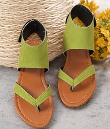 baratos -sandálias femininas de camurça verde com design confortável – calçado casual para o verão, praia e passeios diários