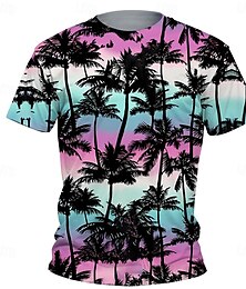 billiga -Pojkar 3D Grafisk Kokosnötsträd T-shirt Kortärmad Sommar Vår Mode Grundläggande Barn 4-12 år Rund hals Utomhus Ledigt Dagligen Normal