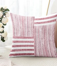 abordables -Housse de coussin décorative à bandes, 1 pièce, housse de coussin carrée douce pour canapé, chambre à coucher, salon, canapé, chaise, rose, bleu, gris