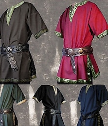 abordables -Medieval Renacimiento siglo 17 Camisas Sayo Feria del Renacimiento Pirata Guerrero Caballero Bordado Bordado Hombre Vikingo Fantasía Víspera de Todos los Santos Mascarada Rendimiento Mascarada LARP