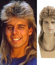 economico -Parrucca mullet lunga e liscia per costumi anni '70 e '80 parrucca per feste di carnevale cosplay biondo cenere per parrucche di Halloween