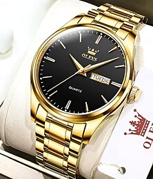 economico -Orologio al Quarzo OLEVS per Uomo con Calendario Minimalista di Lusso Cassa Grande Luminiscente Calendario Data Settimana Impermeabile Cinturino in Acciaio Inossidabile