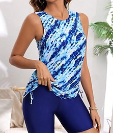 abordables -Femme Maillots de Bain Bikinis 2 pièces Jambe de garçon Maillot de bain Dos Nu Mince Vacances Tenues de plage Floral Col en U Sans Manches Maillots de bain