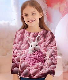 preiswerte -Mädchen 3D Graphic Tier Hund T-Shirt Langarm Frühling Herbst Modisch Basic kinderkleidung 4-12 Jahre Rundhalsausschnitt Outdoor Casual Täglich Regular Fit