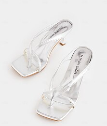 economico -sandali con tacco alto metallizzati argento: calzature da festa alla moda per donne e abbigliamento casual