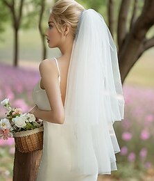 abordables -voile de mariée élégant à deux couches avec tulle doux – accessoire de mariage classique pour les mariées, idéal pour les mariages traditionnels et formels