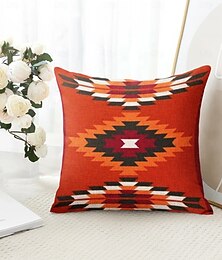 economico -Federe Per Cuscini Geometrici In Stile Fattoria Fodere Per Cuscini In Terracotta Federe Per Cuscini Del Sudovest Decorativi Con Stampa Azteca Arredamento Etnico Per La Casa