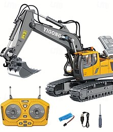abordables -Jouet d'excavatrice télécommandé pour garçons de 6 à 12 ans, meilleurs cadeaux d'anniversaire pour enfants de 4 à 7, 8, 9, 10, 11 ans, jouets de construction rc avec pelle en métal, lumières, sons 2,4