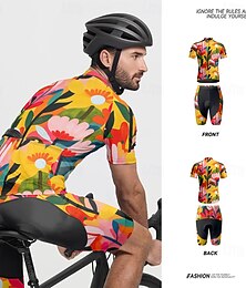 halpa -Miesten Pyöräily jersey ja shortsit Lyhythihainen Maastopyöräily Maantiepyöräily Musta Keltainen Punastuvan vaaleanpunainen Kukat Kasvit Pyörä Spandex Urheilu Kukat Kasvit Vaatetus