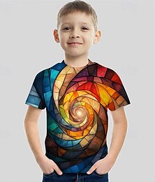 ieftine -Băieți 3D Grafic Tricou Manșon scurt Vară Primăvară Modă De Bază Copii 4-12 ani Stil Nautic În aer liber Casual Zilnic Fit regulat