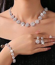 economico -I monili nuziali 1 Lega 1 bracciale Orecchini Collane Per donna Moda Lusso Romantico Fantasia Gioia Di forma geometrica Parure di gioielli Per Feste Abiti da sera per feste