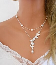 economico -collana imitazione perla cromata moda donna personalizzata artistica collana a strati per matrimonio san valentino invitato matrimonio