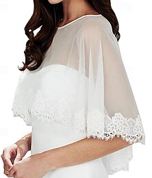 economico -scialle in pizzo da donna per la sposa con copriabito da sposa in tulle di pizzo ricamato