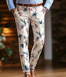 abordables -Homme Floral Plantes Fleurs pantalon de costume Pantalon Taille médiale Vêtement décontracté Extérieur Vacances Vêtement de rue Avec poches Coupe Cintrée Devant plat Eté Printemps 3D effet Rose Claire