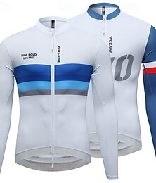 voordelige -Voor heren Wielrenshirt Lange mouw Fietsen Shirt met 3 achterzakken Bergracen Ademend Sneldrogend Wit Blauw Kleurenblok Sport Kleding