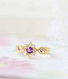 economico -Anello Cosplay da Principessa Cartoon Anime Donna Coroncina Carina Zircone Regolabile Apertura Anelli di Lusso Gioielli Regalo Accessori Regalo di Natale