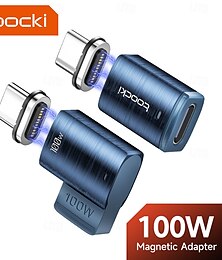 זול -toocki 100w usb-c ל-type-c מתאם מגנטי 2 ב-1 pd טעינה מהירה מחבר סוג-c סנכרון נתונים ממיר usb-c 90 מעלות