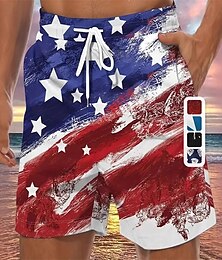 billiga -Herr Badshorts Boardshorts 4-vägs stretchtyg Boardshorts Underdelar Snörning Med fickor Simmning Surfing Strand Vattensport Tryckt Landsflagga Sommar Vår