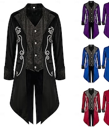 preiswerte -Retro Vintage Punk & Gothic Mittelalterlich Mantel Frack Prinz Edelmann Jacquard Herren königlich Steampunk Maskerade Party Erwachsene Mantel