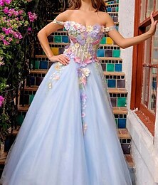 abordables -robe de bal robe de bal trapèze robe élégante robe de mariée retour au sol longueur sans manches chérie tulle avec applique en dentelle florale 2025