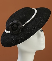 abordables -Chapeaux Tulle Tissu coton Chapeau Bowler  Cloche Mariage Élégante Vintage Avec Noeud Coiffe Accessoire Robes Derby Robe de jour de course 2025