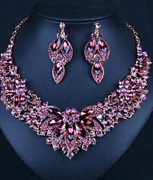 economico -Set di Gioielli 2 pezzi Zirconia Cubica Verde Imitazione Diamante 1 Collana Orecchini Elegante Donna Vintage Moda Stile Vintage Classico Set di Gioielli per Festa di Matrimonio