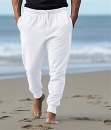 economico -Per uomo Pantaloni sportivi Pantaloni della tuta Pareggiatore Pantaloni Tasche A cordoncino Vita elastica Liscio Comfort Sportivo Giornaliero Di tendenza Informale Nero Bianco Media elasticità