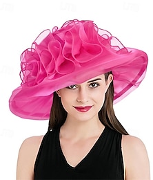 voordelige -2025 kentucky derby hoeden voor vrouwen meisjes dames, organza kerk theekransje bruiloft fascinator hoed uv-bescherming zonnehoeden