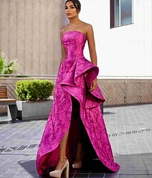 abordables -Robe de bal A-Line robe de soirée élégante robe formelle de mariage longueur de sol sans manches sans bretelles robe rose en nylon avec fente robe invitée de mariage 2025