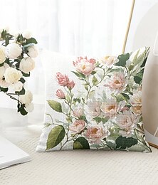 abordables -Housse de coussin décoratif floral 1PC Housse de coussin carrée douce pour canapé Chambre Salon Chaise