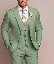 お買い得  -男の結婚式スーツ ピンク スカイブルー パーティー フォーマル サマー ソリッドカラー テイラードフィット 3ピース シングルブレスト 二つボタン