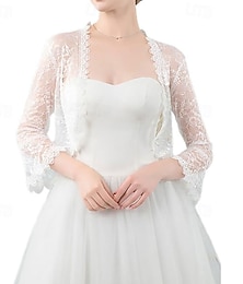 abordables -Chales de encaje para novia, chales y envolturas de boda con flores blancas, apliques para cubrir, estolas de novia florales para mujeres y niñas