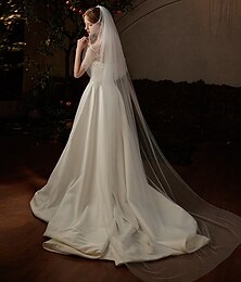 economico -2 strati Ispirato al vintage / Dolce Veli da sposa Velo lungo (con strascico) con Perline / Colore Puro 84,65 pollici (215 cm) Tulle