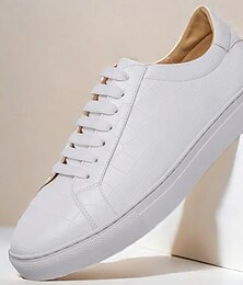 abordables -baskets décontractées à motif crocodile blanc pour hommes – chaussures à lacets élégantes pour un usage quotidien et des sorties à la mode