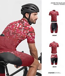 halpa -Miesten Pyöräily jersey ja shortsit Lyhythihainen Maastopyöräily Maantiepyöräily Musta Rubiini Pyörä Spandex Urheilu Geometrinen Vaatetus