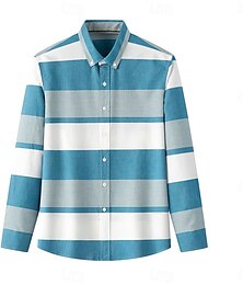 preiswerte -Herren Oxford Hemd Hellkaki Hell Gray Dunkelgrau Blau weiß Langarm Farbblock Umlegekragen Schule Hochzeit Knöpfe Bekleidung Neutral Mode Täglich