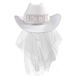 preiswerte -BRAUT ZU SEIN Halloween Schleier Cowboyhut Accessoires für Junggesellinnenabschiede Erwachsene Herren Damen Halloween Karneval Hochzeit Brautparty Junggesellinnenabschiedsparty Einfache