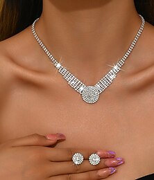 abordables -Nuptiales Parures 1 Alliage 1 Bracelet Boucles d'Oreilles Colliers décoratif Femme mode Luxe Mignon Fantaisie Joie Forme Géométrique Parure de Bijoux Pour Tenue de soirée