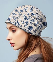 abordables -Gorro elástico, ligero y transpirable con estampado floral para mujer: se puede usar como polaina para el cuello, gorro cómodo y elegante para uso informal, actividades al aire libre y uso diario.