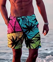 abordables -Homme Short de bain Short de Bain Natation Tissu extensible dans les 4 sens Short de bain Bas Cordon Avec poches Natation Surf Plage Sports nautiques Tropical Imprimé Eté Printemps