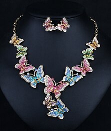 economico -Set di Gioielli Completo Monopezzo Zirconia Cubica Cromo 1 Collana Orecchini Fashion Vintage Elegante Vintage Stile Classico Set di Gioielli Farfalla per Festa di Matrimonio