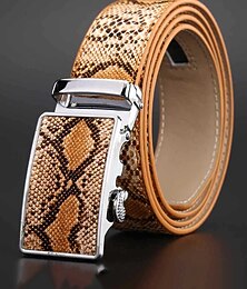 abordables -Ceinture élégante à imprimé serpent pour homme avec boucle automatique, cuir véritable durable, accessoire de mode décontracté et professionnel