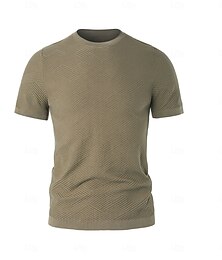 abordables -Homme T-shirt Manche Courte Col ras du cou Été Printemps Tricots Vacances ancien Tissage 3D École Entraînement Extérieur Noir Olive Gris clair T-shirt haut de gamme pour homme