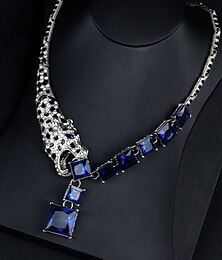 abordables -Parure de Bijoux 1 Bleu Zircon Chrome Imitation de diamant 1 Collier Boucles d'Oreilles Femme Elégant Rétro Vintage Mode Le style rétro Classique Parure de Bijoux Pour Mariage Soirée